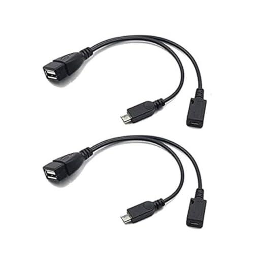 2 Pack OTG Cable Replacement for Fire Stick 4K, Compatible Samsung Galaxy, Amazon Fire TV, Compatible with LG HTC Android Phone Tablet Micro USB Host with Micro USB Power