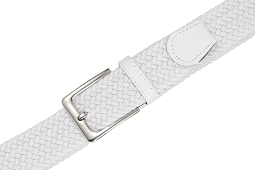 Bsllnek Elastic Braided Belt, 1 3/8", Woven Stretch Belt For Golf Casual Jeans Shorts Pants (White, Medium (33-36" Waist)) #TOP4