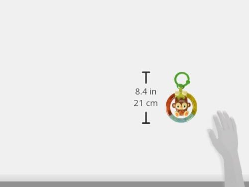 Image showing the dimensions of the Bright Starts Shake & Glow Monkey toy, indicating a height of 8.4 inches or 21 cm.