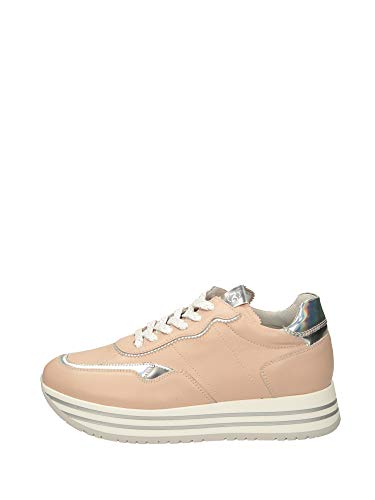 Baskets fille Nero Giardini blanc tennis basse en cuir souple taille junior