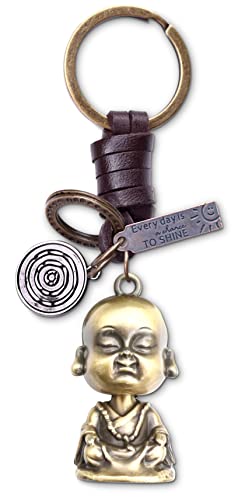 AuPra Buddha Statue KeyChain Gift Women & Men Leather KeyRin