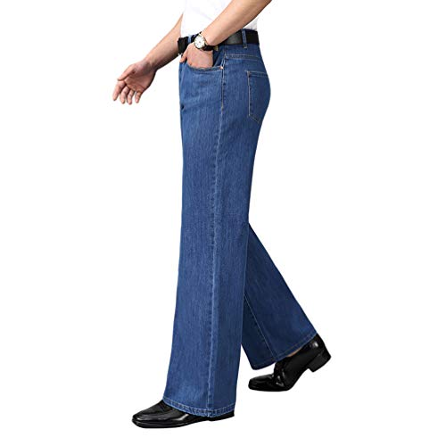 HAORUN Men Flared Jeans Regular Fit Bell Bottom Denim Pants 60s 70s Retro Casual Trousers2