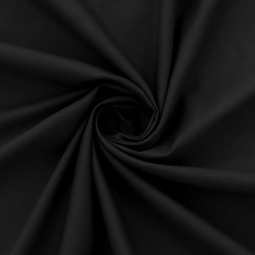 KKJIAF 1 Yard Black Cotton Fabric 61 Inch Wide, Soft & Breathable Cotton Broadcloth Fabric for Sewing Clothes, Apparel, Costume, Craft