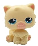 Cute Cream Big Face Cat Blue Eyes and Pink Ears Shorthair Toy Mini Pet Shop - Little Pet Shop Kitty