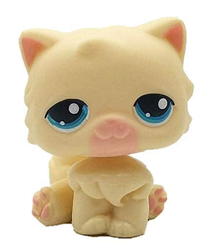 Cute Cream Big Face Cat Blue Eyes And Pink Ears Shorthair Toy Mini Pet Shop - Little Pet Shop Kitty Action Figure Rare Old Lps Toys Blue Eyes Kitten Toys For Kids Animal Toy For Girls & Boys #TOP20