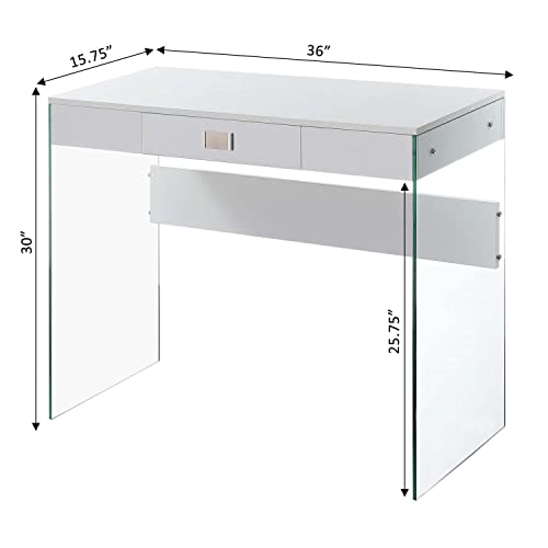 Convenience Concepts 131526W Soho 1 Drawer Glass 36 Inch Desk thumb #2