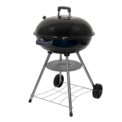 Megamaster 22" Heavy Duty Charcoal Barbecue Grill with Adjustable Air Vent, 354 SQ. In Cooking Area, Storage Rack, 2 Wheeled Portable Grill for Camping, Outdoor Cooking, and More - 810-23002