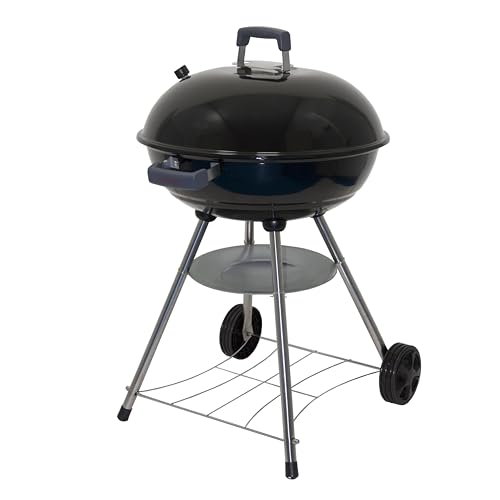 Megamaster 22' Heavy Duty Charcoal Barbecue Grill with Adjustable Air Vent, 354 SQ. In Cooking Area, Storage Rack, 2 Wheeled Portable Grill for Camping, Outdoor Cooking, and More - 810-23002