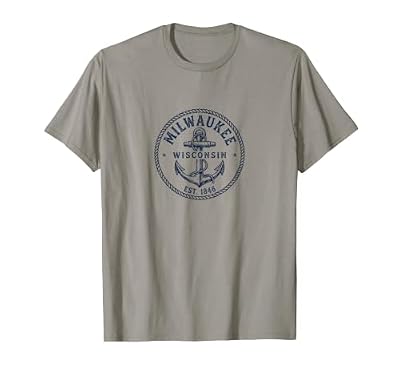 Milwaukee Wisconsin Nautical Anchor Badge Design T-Shirt