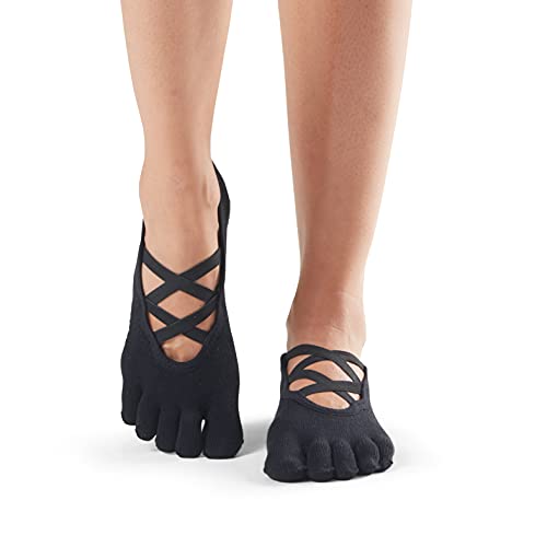 Image of toesox Women's Elle Full Toe Grip Socks - Non-Slip Pilates, Barre & Yoga with Grips, Ballet Five Toe Socks