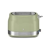 Swan ST19028GRN Retro 2 Slice Toaster with 6 Browning Levels for Toast, Bagels, Breakfast Muffins, Defrost/Reheat/Cancel, Hidden Cord Storage, Non-Slip Feet, 930W, Green and Stainless Steel