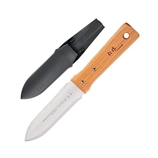 Nisaku NJP6510 Namibagata Hori Weeding & Digging Knife Japanese 7.25 Blade, 6-Inch, Includes Weather Resistant Hard Plastic Sheath, Stainless Steel/Wood Handle