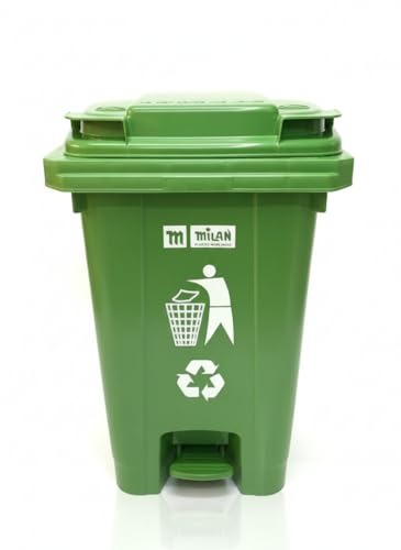 Image of Milan Plastic Garbage Waste Dustbin with Step-On Pedal 65 Ltr Green