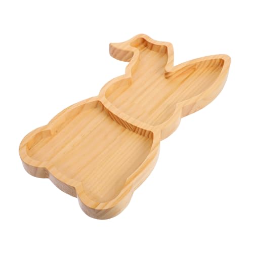 OUNONA Plato De Pascua Forma De Conejo Bandeja De Madera Para Charcutería Decorativa y Funcional Para Servir