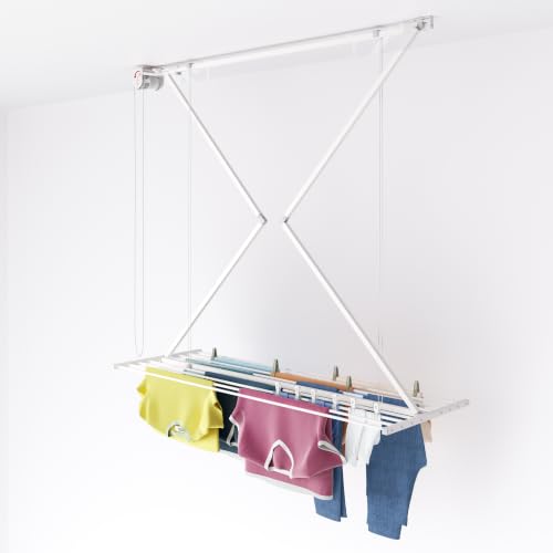 foxydry Mini Étendoir de Plafond, séchoir à Linge Vertical rétractable, Repliable et Extensible pour intérieure et extérieure, étendoir pour Balcon...