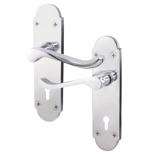 EAI Polished Chrome Door Handles for Key Lock - Victorian Scroll Shaped | 1 Pair of Internal Lock Handles
