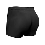 ONEFIT Mens Butt Padded Underwear Breathable Seamless Shapewear Boxer Briefs with Butt Enhancing Pads Black M