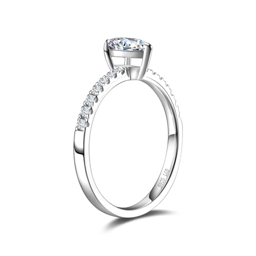 AGVANA 'Radiant Muse' 0.3-1.0 Carat Pear-Cut Lab Grown Diamond Ring in Sterling Silver (0.5-1.2 Ct. Tw.) Engagement Anniversary Wedding Ring for Women (D-E Color, VS Clarity)4