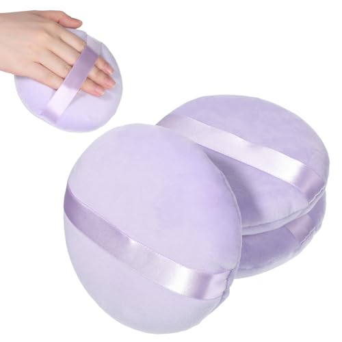 3 PCS Makeup Puff 5 Inch Large Loose Body Makeup Sponge Soft Velour Washable Reusable Sponge Big Fluffy Sponge for Wet Dry Makeup Face Bodys Beauty Make up-Tool