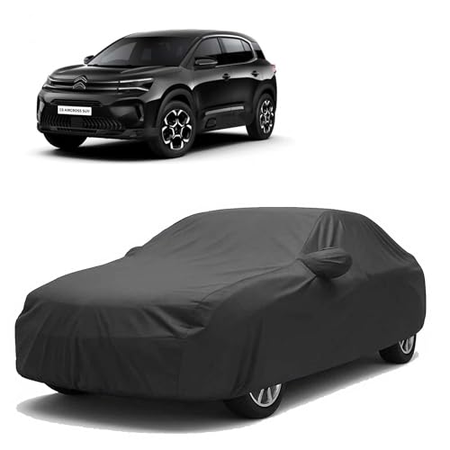 Image of Sulfar 100% Water Resistant Car Body Cover Compatible with Mirror for CITROEN C5 AIRCROSS SUV (Triple Stitched, Full Bottom Elastic, Dark Grey)