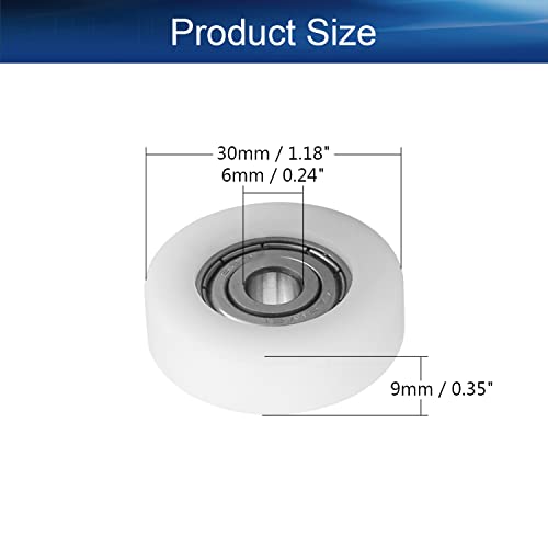 Yinpecly 4Pcs 626Z Plastic Roller Idler Bearing 0.24X1.18X0.35"(Idxodxt) Sliding Door Pulley Nylon Flat Pulley Wheel For Furniture, Hardware Accessories, Mobile Door White #TOP1