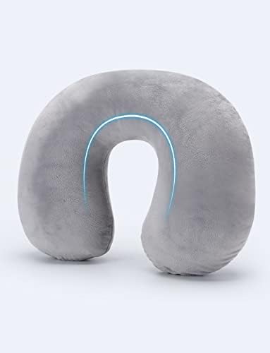 Pitasha Inflatable Travel Pillow Neck Pillow Soft Velvet Washable Pillowcase U Shaped Napping Pillow, Compact Portable Head and Neck Support Pillows for Relax on Office, Airplane, Car, Train