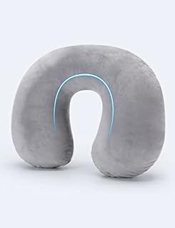 Pitasha Inflatable Travel Pillow Neck Pillow Soft Velvet Washable Pillowcase U Shaped Napping Pillow, Compact Portable Head and Neck Support Pillows for Relax on Office, Airplane, Car, Train