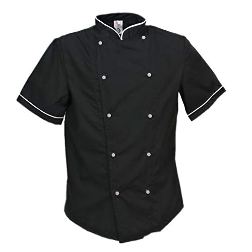 Fratelli Ditalia Veste de cuisinier chef de travail cuisine restaurant été demi manches alimentaires XXL Noir Cover