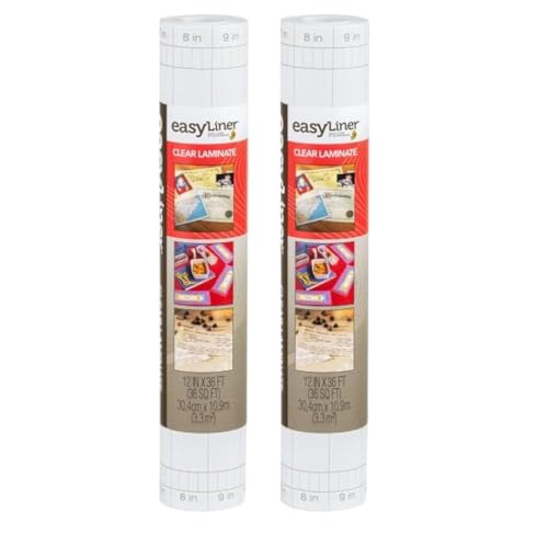 EasyLiner Clear Adhesive Shelf Liner for Cabinets, Cupboards & Protective Covering - Peel and Stick Shelf Liner Easy to Cut & Fit - Self- Adhesive & Removable - 12