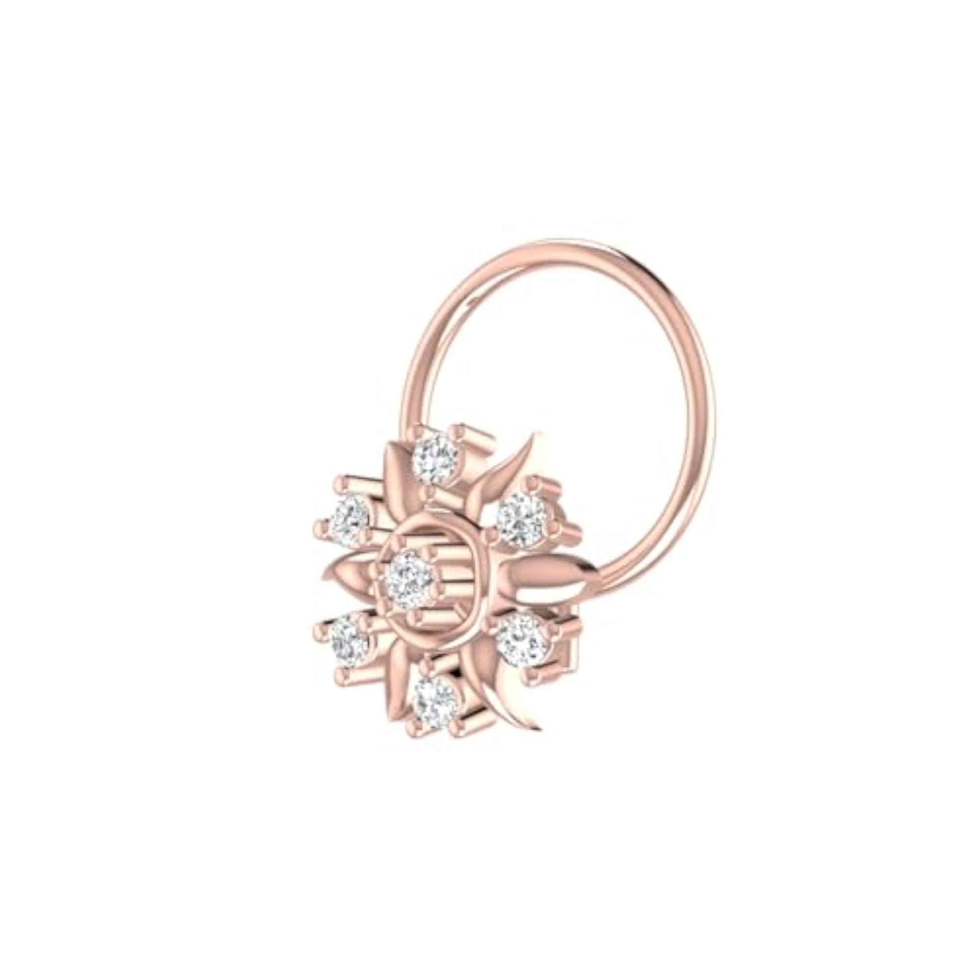 Women's 14Kt Rose Gold Stud Nosering, Chic