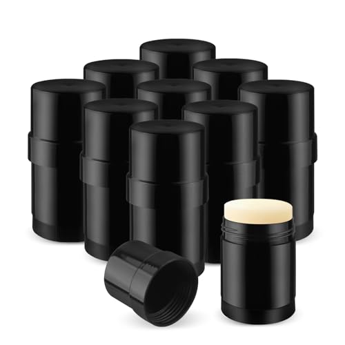 10 Pack 30g/1oz Empty Platic Deodorant Containers Top-Fill Deodorant Bottles Refillable Twist-Up Deodorant Tubes For DIY Deodorant Lip Balm Aromatherapy Lotion Stick (black)