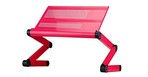 Goldball Portable Laptop Computer Desk Adjustable Vented Laptop Table Portable Bed Tray Book Stand Multifunctional & Ergonomics Design Dual Layer 17” Laptop Computers Or Smaller (Rose Red) #TOP21