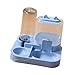 2 in 1 Automatic Pet Feeder Water Dispenser Compact Feeding Station Pet Feeding Bowl Detachable for Small Animals Kitten, Blue