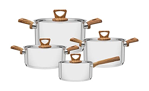 Tramontina Brava Batería de Cocina de 4 Piezas, 3 ollas, 1 cazo con Tapa para Todo Tipo de...