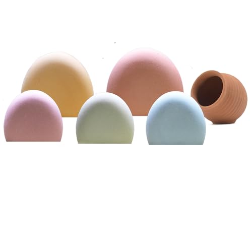 LummiPlay Pastel Ceramic Fish Tank Decorations, Aquarium Decorations, Modern Fish Tank Decor, Dome-Shaped Aquarium Ornaments in Pink, Blue, Yellow, Terra Cotta, Multi-Color Set for Aquatic Habitat