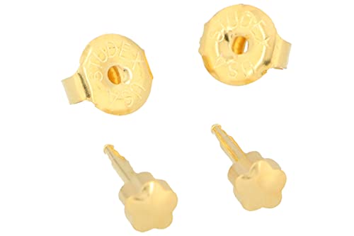 Boucles d'oreilles en acier chirurgical plaqué or stériles avec fleur 4 mm Cover