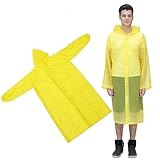 Toyvian Poncho Reutilizable para Adultos de Lluvia EVA Mate con Puños Elásticos y Transpirable Amarillo Talla Única para Senderismo y Actividades al Aire