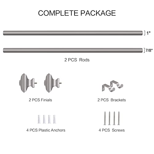 Euplar Curtain Rod-Euplar 1 Inch Antique Silver Curtain Rod With Square Finials thumb #6