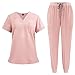 Scrubs for Women Set,Amazon Compras 2 Piece Sets for Women Going Out Uniformes De Enfermeras De Mujer People Free Scrub Tops Womens Scrub Pants with Pockets Womens Fall Fashion 2024(Ad-Pink,XL)