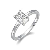 Aotiwe Juego de anillos de moda, juego de anillos vintage solitario con moissanita de oro blanco de 1 quilate, regalos únicos para amigas y mujeres, O 1/2, Oro blanco de 18 quilates, Moissanita