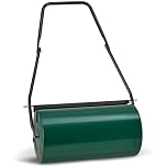 46L Heavy Duty Lawn Roller – Garden Lawn Roller Water or Sand Filled Drum, Galvanized Steel Construction, Scraper Bar & Collapsible Handle for Levelling Uneven Ground – Green (46L)