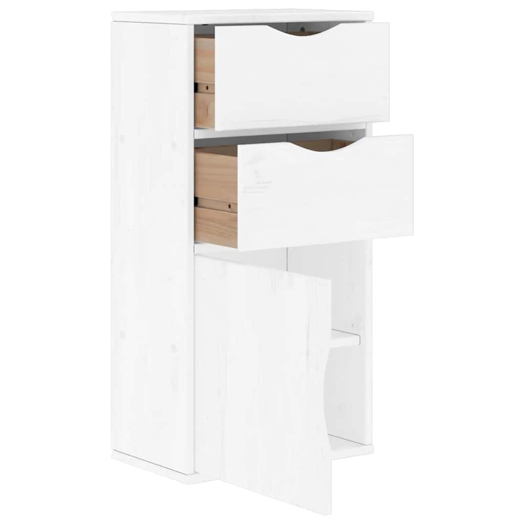 ODDA - Mobile in legno massello di pino, 40 x 24 x 79 cm, con 2 cassetti e scomparti, robusto armadio multiuso per camera da letto, soggiorno, corridoio