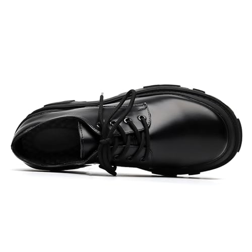 Men's Leather Lace Up Flatform Derby Shoes Round Toe Platform Lug Sole Non Slip Oxfords Casual Work Office Business Dress Shoes4