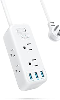 Anker Power Strip Surge Protector with USB, 5 ft Extension Cord, Flat Plug, 331 Power Strip with 6 Outlets and 3 USB Ports, Charging Station, Compact for Travel, Home, Room, Office (300J)