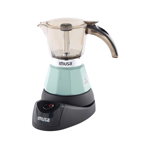 Image of IMUSA 3 or 2 Cup Electric Mint Espresso Maker, Compact Moka Coffee Machine with Keep Warm Function, Detachable Base, Cuban & Italian Coffee Brewer, Mint & Black