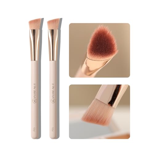 Albeaut Angled Under Eye Concealer Brush for Liquid Cream Powder Brightening Concealer Trangle Small Nose Contour Foundation Makeup Brush 2-Pack