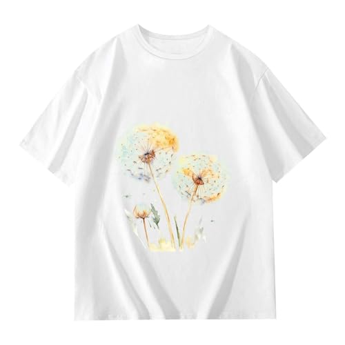 Girls Oversized T Shirt Cute Graphic Tees Crew Neck Flower Pattern Printed Shirts Summer Short Sleeve Casual Loose Fit Tops2