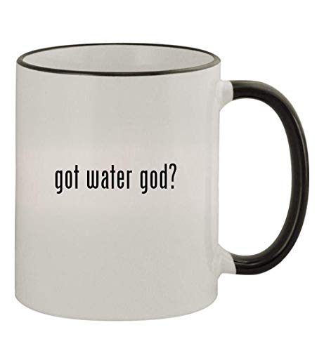 got water god? - 11oz Colored Handle and Rim Coffee Mug, Black