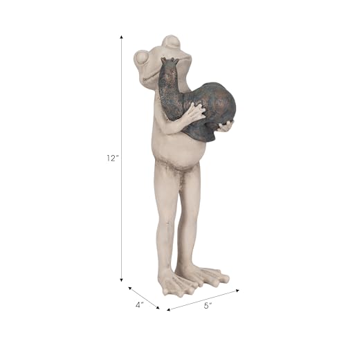 Estatua abrazando rana y caracol 12 pulgadas gris miniatura 4