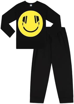Pigiama Per Ragazzi 11-16 Anni - Nero, Con Stampa Smiley E Cuffie, 100% Cotone, Lavabile In Lavatrice - Foto 5